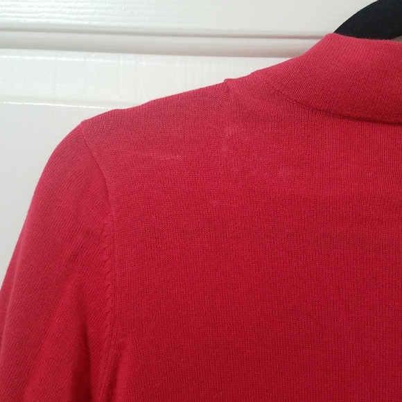 TABITHA Pink/Red Button Fitted 3/4 Sleeve Cardigan - Picture 8 of 11